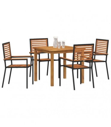 vidaXL Garden Dining Set 5 pcs Black Solid Acacia Wood