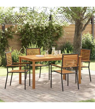 vidaXL Garden Dining Set 5 pcs Black Solid Acacia Wood