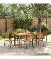 vidaXL Garden Dining Set 7 pcs Black Solid Acacia Wood