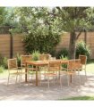 vidaXL Garden Dining Set 7 pcs Beige Solid Acacia Wood