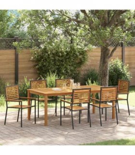 vidaXL Garden Dining Set 7 pcs Black Solid Acacia Wood