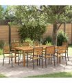 vidaXL Garden Dining Set 9 pcs Black Solid Acacia Wood