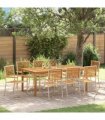vidaXL Garden Dining Set 9 pcs Beige Solid Acacia Wood