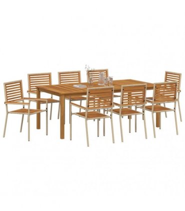vidaXL Garden Dining Set 9 pcs Beige Solid Acacia Wood