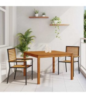 vidaXL Garden Dining Set 3 pcs Black Solid Acacia Wood