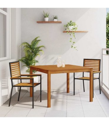 vidaXL Garden Dining Set 3 pcs Black Solid Acacia Wood