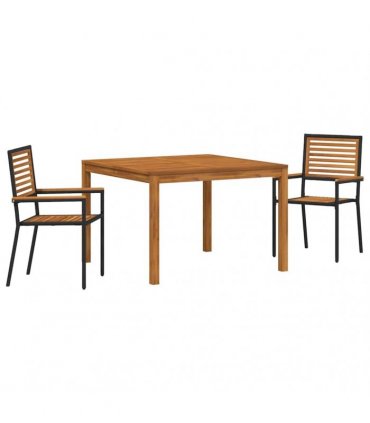 vidaXL Garden Dining Set 3 pcs Black Solid Acacia Wood