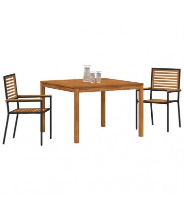 vidaXL Garden Dining Set 3 pcs Black Solid Acacia Wood