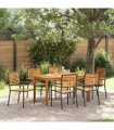 vidaXL Garden Dining Set 7 pcs Black Solid Acacia Wood