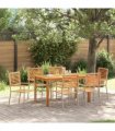vidaXL Garden Dining Set 7 pcs Beige Solid Acacia Wood