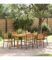 vidaXL Garden Dining Set 7 pcs Black Solid Acacia Wood