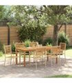 vidaXL Garden Dining Set 7 pcs Beige Solid Acacia Wood