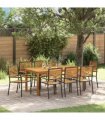 vidaXL Garden Dining Set 9 pcs Black Solid Acacia Wood