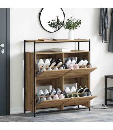 vidaXL Shoe Cabinet 100 x 34 x 112 cm Engineered Wood Artisan Oak