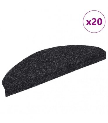 vidaXL Stair Mats Self-adhesive 20 pcs 65x21x4 cm Black Half Round