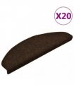 vidaXL Stair Mats Self-adhesive 20 pcs 65x21x4 cm Brown Half Round