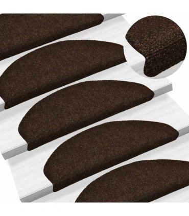 vidaXL Stair Mats Self-adhesive 20 pcs 65x21x4 cm Brown Half Round