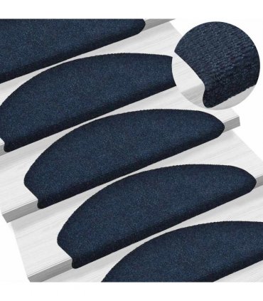 vidaXL Stair Mats Self-adhesive 20 pcs 65x21x4cm Navy Half Round Large