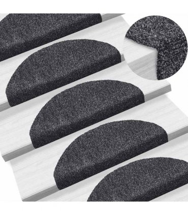 vidaXL Stair Mats Self-adhesive 30 pcs 65x21x4 cm Dark Grey