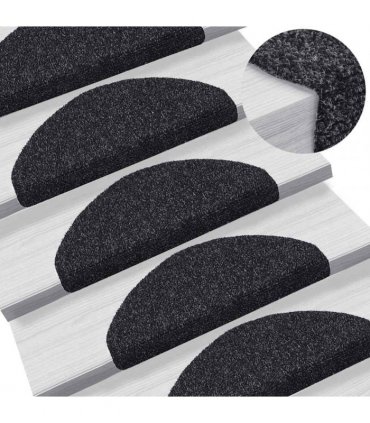 vidaXL Stair Mats Self-adhesive 30 pcs 65x21x4 cm Black Half Round