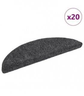 vidaXL Stair Mats Self-adhesive 20 pcs 56x17x3 cm Dark Grey Half Round