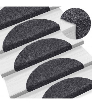 vidaXL Stair Mats Self-adhesive 20 pcs 56x17x3 cm Dark Grey Half Round