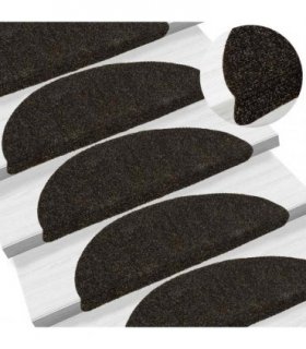 vidaXL Stair Mats Self-adhesive 20 pcs 56x17x3cm Dark Brown Half Round