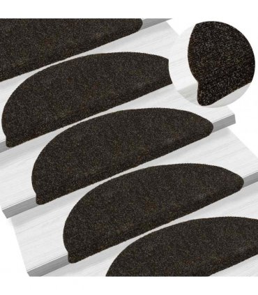 vidaXL Stair Mats Self-adhesive 20 pcs 56x17x3cm Dark Brown Half Round