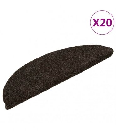 vidaXL Stair Mats Self-adhesive 20 pcs 56x17x3cm Dark Brown Half Round
