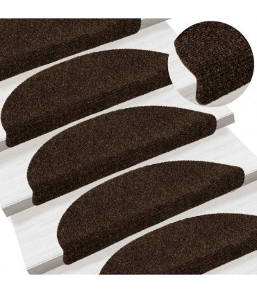vidaXL Stair Mats Self-adhesive 20 pcs 56x17x3 cm Brown Half Round
