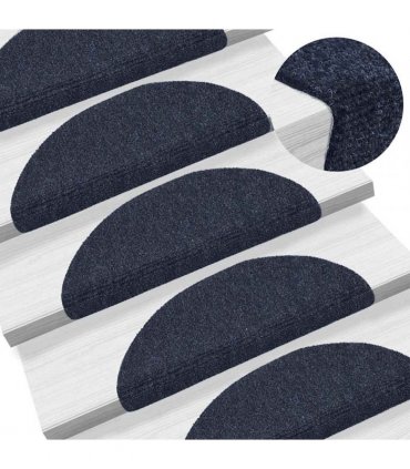 vidaXL Stair Mats Self-adhesive 30 pcs 56x17x3 cm Blue Half Round
