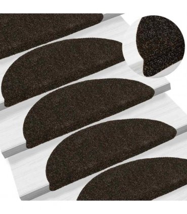 vidaXL Stair Mats Self-adhesive 30 pcs 56x17x3cm Dark Brown Half Round