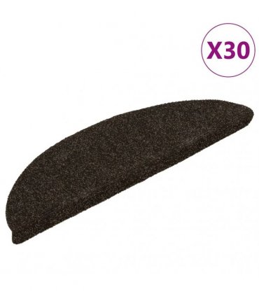 vidaXL Stair Mats Self-adhesive 30 pcs 56x17x3cm Dark Brown Half Round