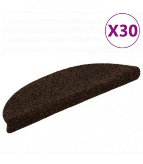 vidaXL Stair Mats Self-adhesive 30 pcs 56x17x3 cm Brown Half Round