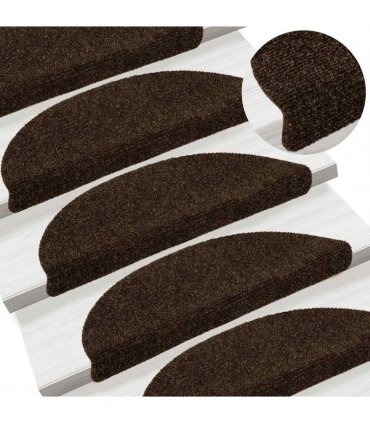 vidaXL Stair Mats Self-adhesive 30 pcs 56x17x3 cm Brown Half Round