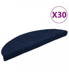 vidaXL Stair Mats Self-adhesive 30 pcs 56x17x3 cm Navy Half Round