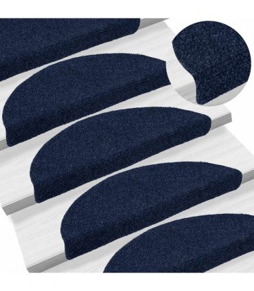vidaXL Stair Mats Self-adhesive 30 pcs 56x17x3 cm Navy Half Round