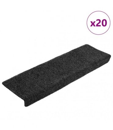 vidaXL Stair Mats Self-adhesive 20 pcs 65x21x4 cm Dark Grey