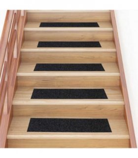 vidaXL Stair Mats Self-adhesive 30 pcs 76x20 cm Black Rectangular