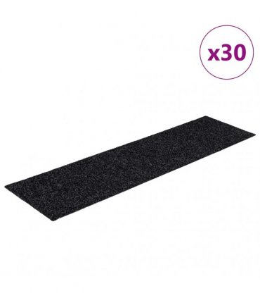 vidaXL Stair Mats Self-adhesive 30 pcs 76x20 cm Black Rectangular