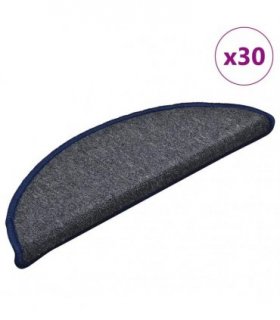 vidaXL Stair Mats 30 pcs 56x17x3 cm Dark Grey and Blue Half Round