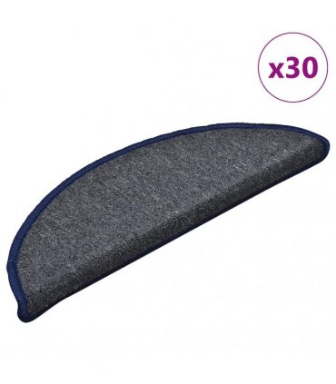 vidaXL Stair Mats 30 pcs 56x17x3 cm Dark Grey and Blue Half Round