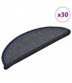 vidaXL Stair Mats 30 pcs 56x17x3 cm Dark Grey and Blue Half Round