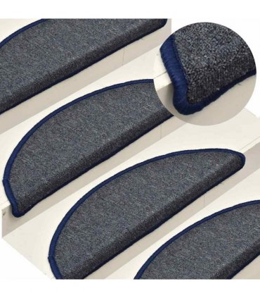 vidaXL Stair Mats 30 pcs 56x17x3 cm Dark Grey and Blue Half Round