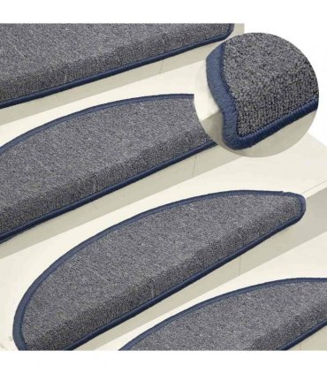 vidaXL Stair Mats 30 pcs 56x17x3 cm Light Grey and Blue Half Round