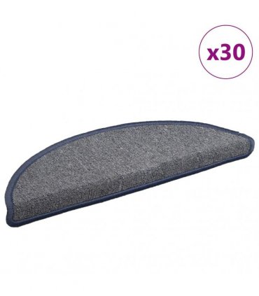 vidaXL Stair Mats 30 pcs 56x17x3 cm Light Grey and Blue Half Round
