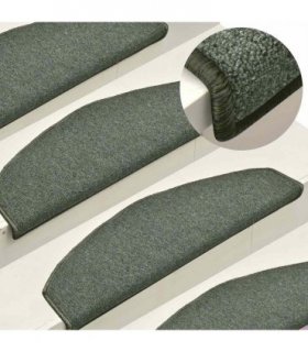 vidaXL Stair Mats 30 pcs 65x24x4 cm Dark Green Half Round Large