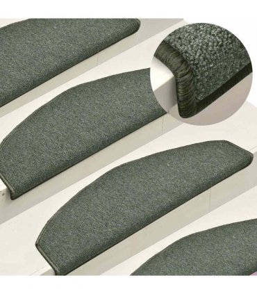 vidaXL Stair Mats 30 pcs 65x24x4 cm Dark Green Half Round Large