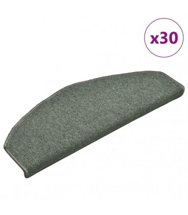 vidaXL Stair Mats 30 pcs 65x24x4 cm Dark Green Half Round Large