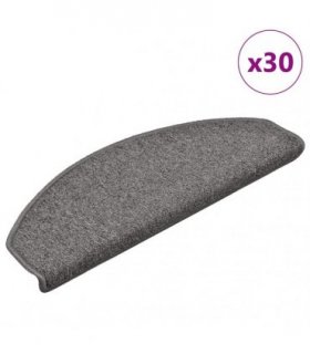 vidaXL Stair Mats 30 pcs 65x24x4 cm Grey and Black Half Round Large